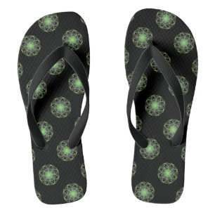 Chinelos de praia Caleidoscópio Negro Verde Mandal