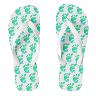 Chinelos de Praia com Estampa de Pegada Verde