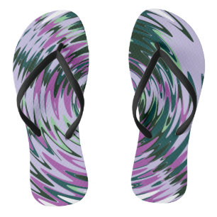 Chinelos de púrpura e verde