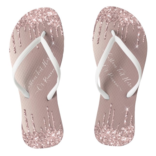 Chinelos de Purpurina Dourado Rosa com Texto Perso (Pé da cama)