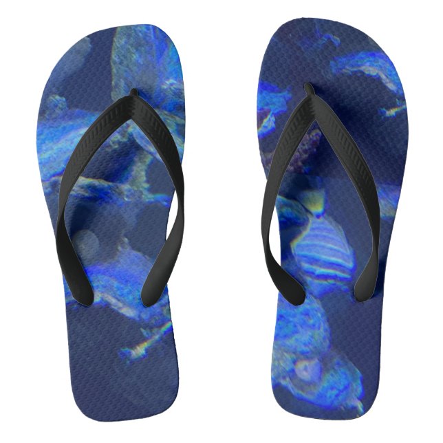 Chinelos de Verão com Mármore de Água Azul Oceano (Pé da cama)