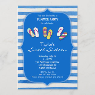 Chinelos De Verão Doce 16 Convite