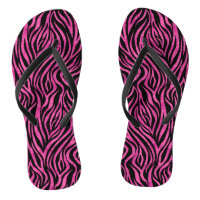 Chinelos de zebra preto rosa quente