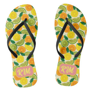 Chinelos de Zesty Citrus - Fruta de Lemon de Verão