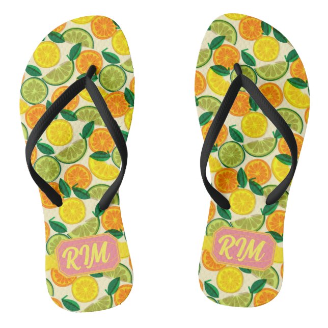 Chinelos de Zesty Citrus - Fruta de Lemon de Verão (Pé da cama)
