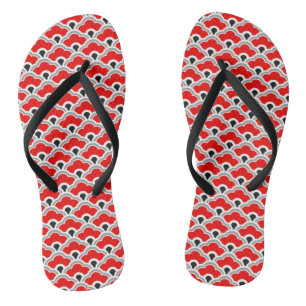 Chinelos Deco Conchas Chinesas, Vermelho, Cinza, Preto e Br