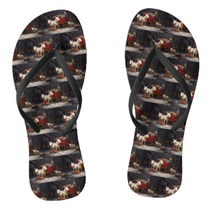 Chinelos Decoração de Natal Bull Terrier Snowy Sleigh