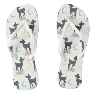Chinelos Deer Pattern, Baby Deer, Boho, Flores, Lua