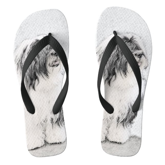 Chinelos Desenho de Bearded Collie - Arte Original e Fofa d (Pé da cama)