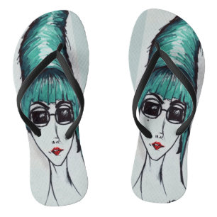 Chinelos Desenho Pop Art da Mãe Monstro com Colmeia Azul