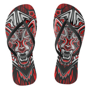 Chinelos Desenho Totêmico Tribal Haida de Lobo