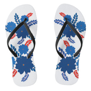 Chinelos Desenho vetorial de flores azuis simples