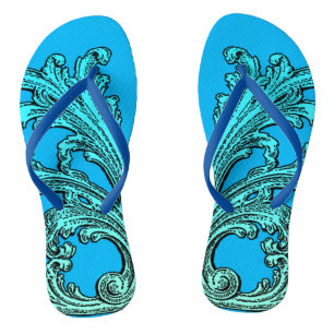 Chinelos Design Azul de Ombre Ombre de Vintagem Única