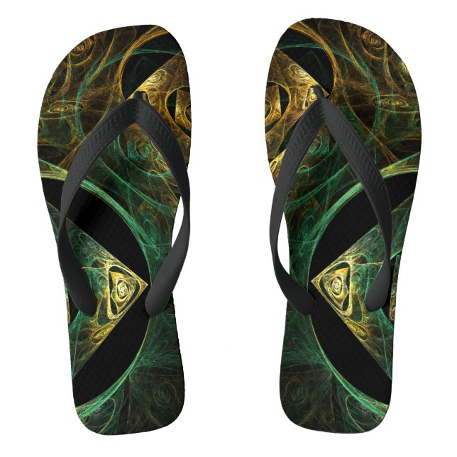 Chinelos Design de Arte Fractal Abstrata com Vibrações Mági (Pé da cama)