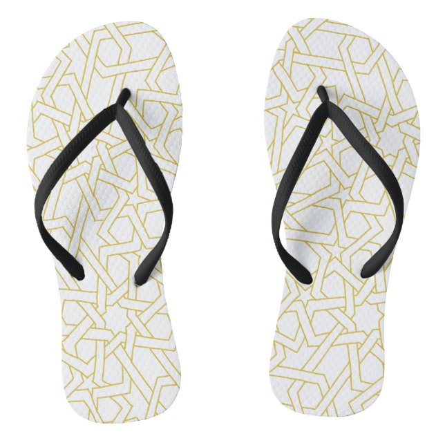 Chinelos Design de arte marroquina a cores douradas (Pé da cama)