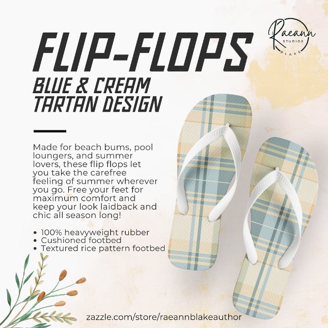 Chinelos Design de Azul e Cream Tartan (Criador carregado)