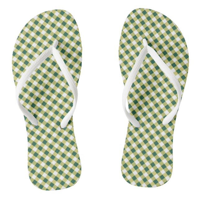Chinelos Design de Grass Green Gingham (Pé da cama)