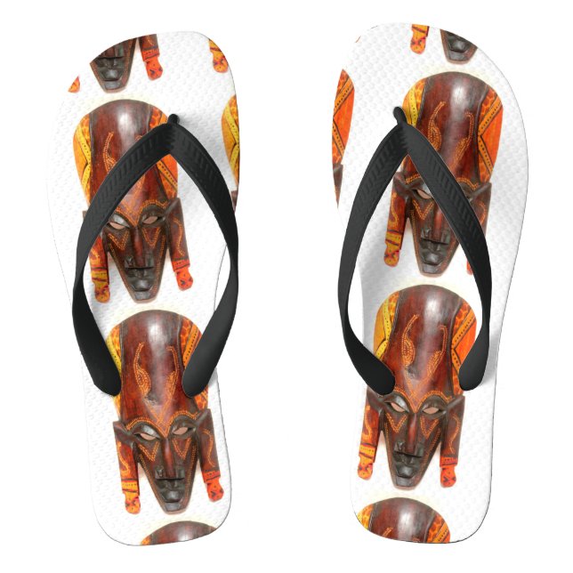 Chinelos design de máscara tribal africano (Pé da cama)