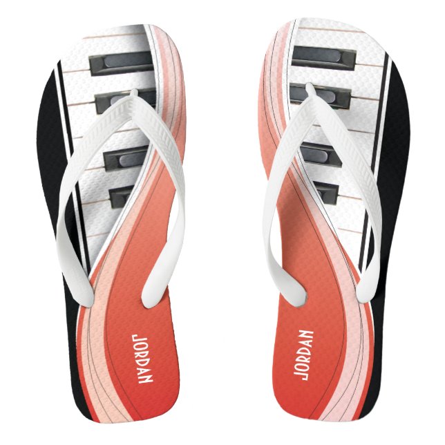 Chinelos Design de Piano Divertido com Swoosh Vermelho (Pé da cama)