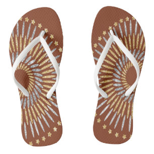 Chinelos Design de rajada com Faux Silver e Dourado