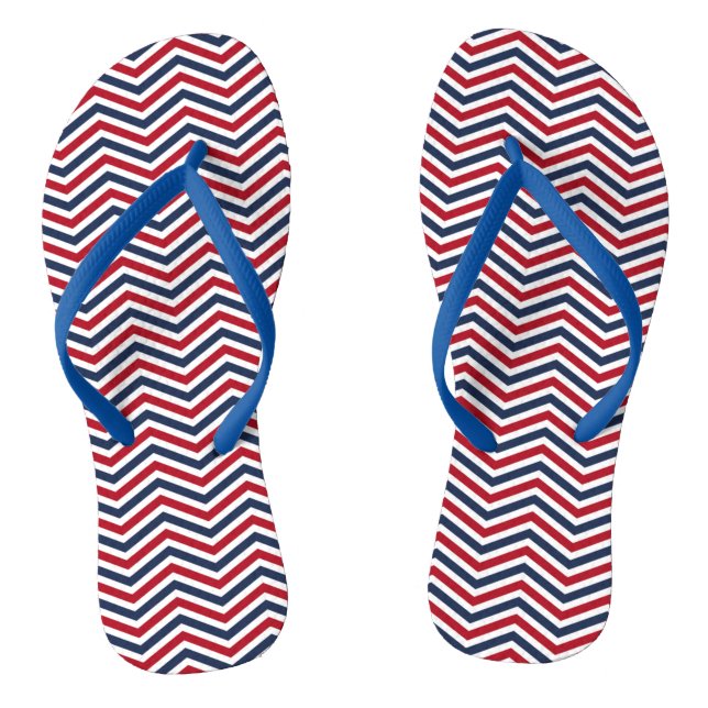 Chinelos Design de Zig-Zag vermelho branco e azul (Pé da cama)