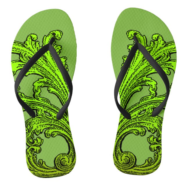 Chinelos Design verde de espiral de imagem única (Pé da cama)