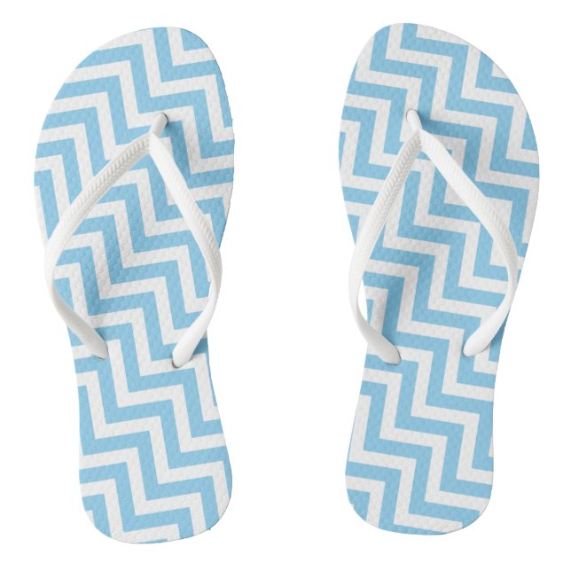 Chinelos Diag médio branco e azul bebê. Grelhas de Cevron (Pé da cama)