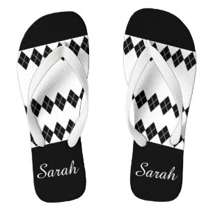 Chinelos Diamond Black White Personalizado