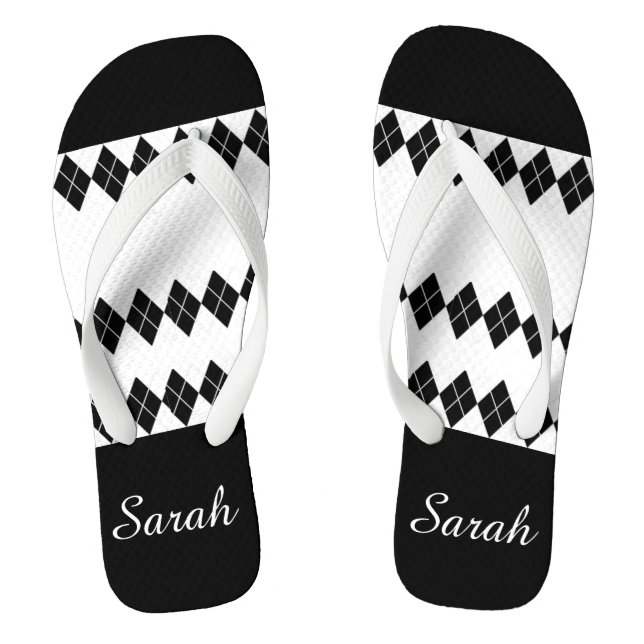 Chinelos Diamond Black White Personalizado (Pé da cama)