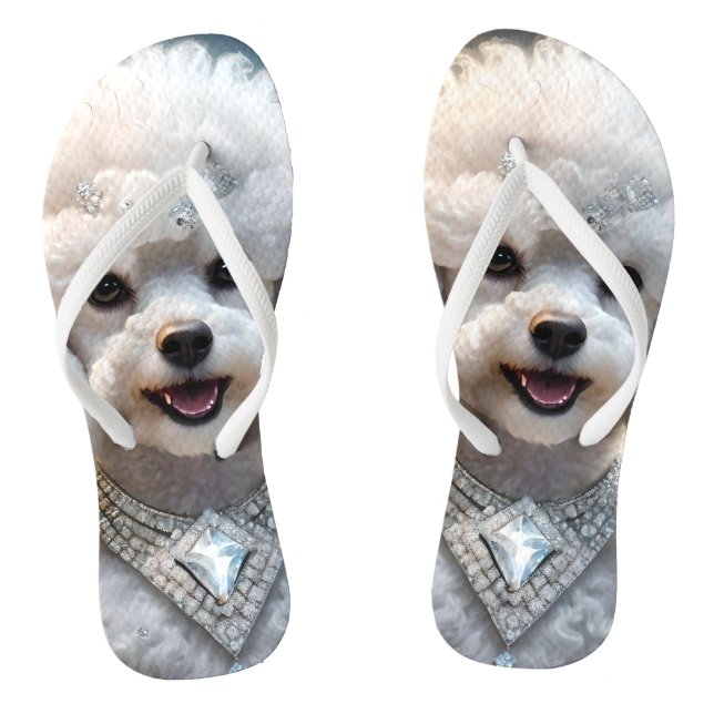 Chinelos Diamond Diva: O Poodle Glamoroso em Sparkle (Pé da cama)