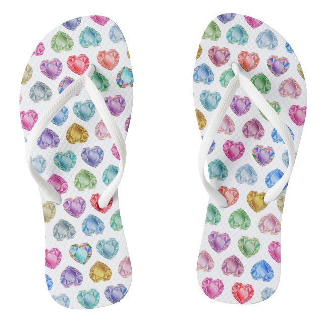 Chinelos Diamond Heart Watercolor Pattern Cute Pastel Girly (Pé da cama)