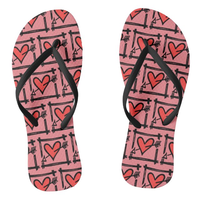 Chinelos do Coração de Amor Preto e Vermelho (Pé da cama)