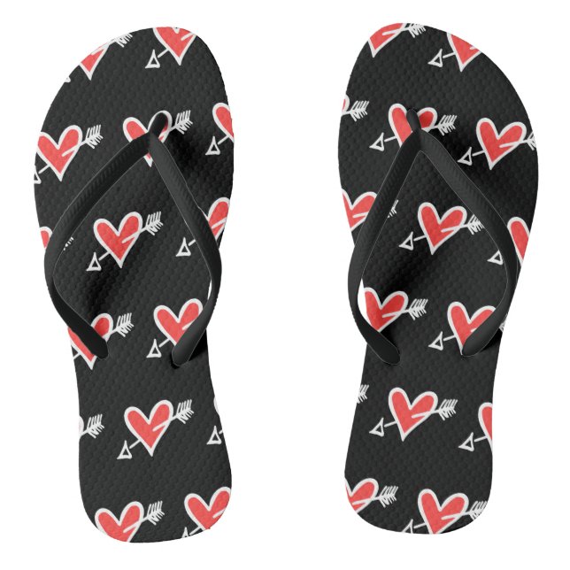 Chinelos do Coração de Amor Preto e Vermelho (Pé da cama)