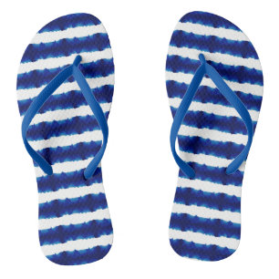 Chinelos do padrão Shibori Blue Stripe Tie Dye