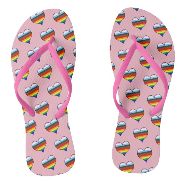Chinelos do Rainbow Heart Pattern (Pé da cama)