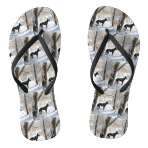 Chinelos Doberman Pinscher Deixa-o nevar no Natal