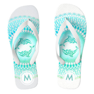 Chinelos Dolphins Mandala - Monograma Branco Verde