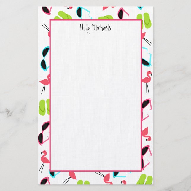 Chinelos dos flamingos & artigos de papelaria dos (Frente)