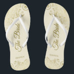 Chinelos Dourado lugar na Ivory Cream O Casamento Elegante<br><div class="desc">Dance a noite fora com essas belas chinelos de casamento. Projetados para a noiva, eles apresentam um design simples, mas elegante, com inscrições douradas em um fundo de marfim ou creme e ricos de renda e espirais. Uma bela maneira de se manter rico e apropriado enquanto dá uma pausa nos...</div>