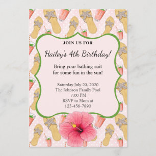 Chinelos e Convite de aniversário de limonada