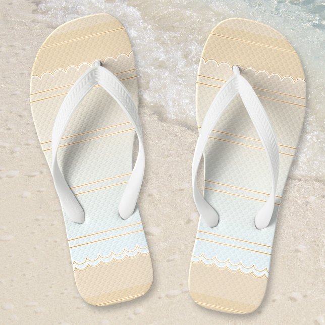 Chinelos Elegante Sandy Beach (Elegant striped flip flops in soft pastel sandy beach colors)