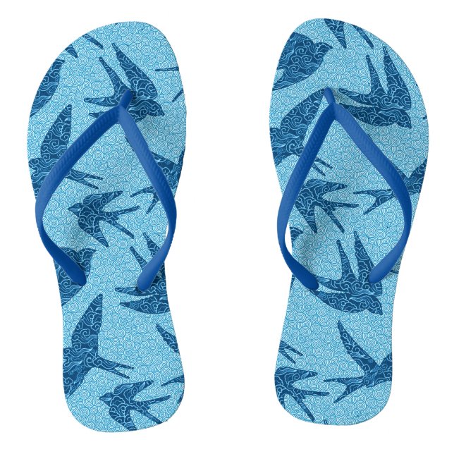 Chinelos Engordas japonesas em voo, cobalto e azul pálido (Pé da cama)