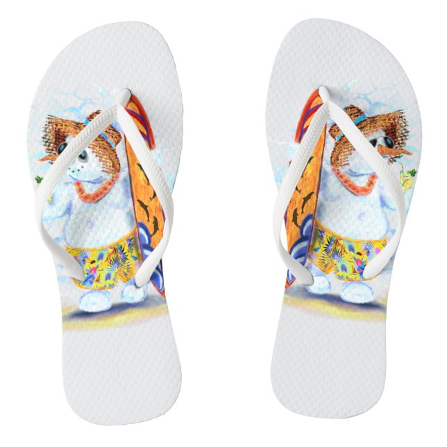 Chinelos engraçados de snowman surfista (Pé da cama)