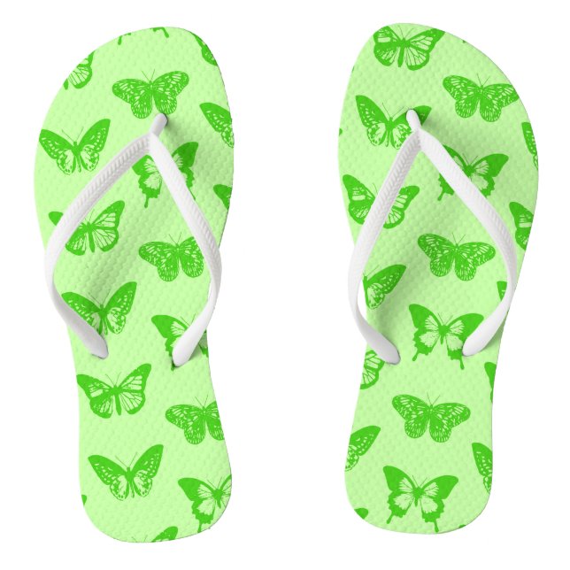 Chinelos Esboço de borboleta, verde lima (Pé da cama)