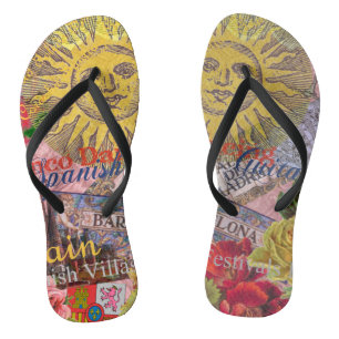 Chinelos Espanha Vintage Sol Viagem Colagem Retro Europa