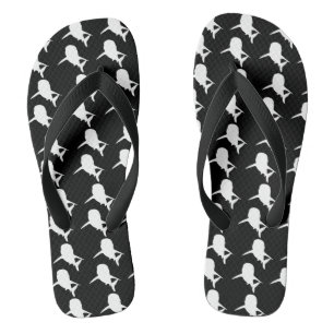 Chinelos Espelho de baleia de tubarão-sombra preto e branco