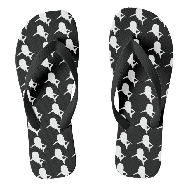 Chinelos Espelho de baleia de tubarão-sombra preto e branco (Pé da cama)