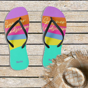 Chinelos Esquema de férias de verão personalizado colorido