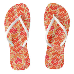 Chinelos Estampa Tribal Batik, Mandarin e Laranja Claro