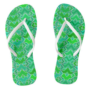 Chinelos Estampa Tribal Batik, Verde Jade e Verde Lima